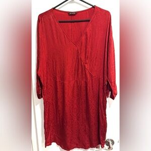 Massimo Dutti jacquard medallion print burnt red rust belted mini vneck dress S